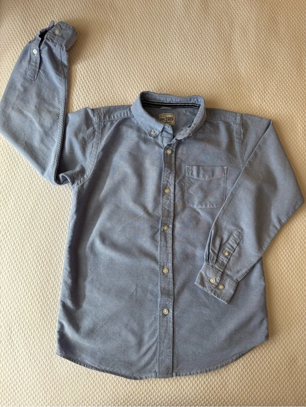 The Children’s Place Blue Oxford Button Down Shirt Boys Size L 10/12